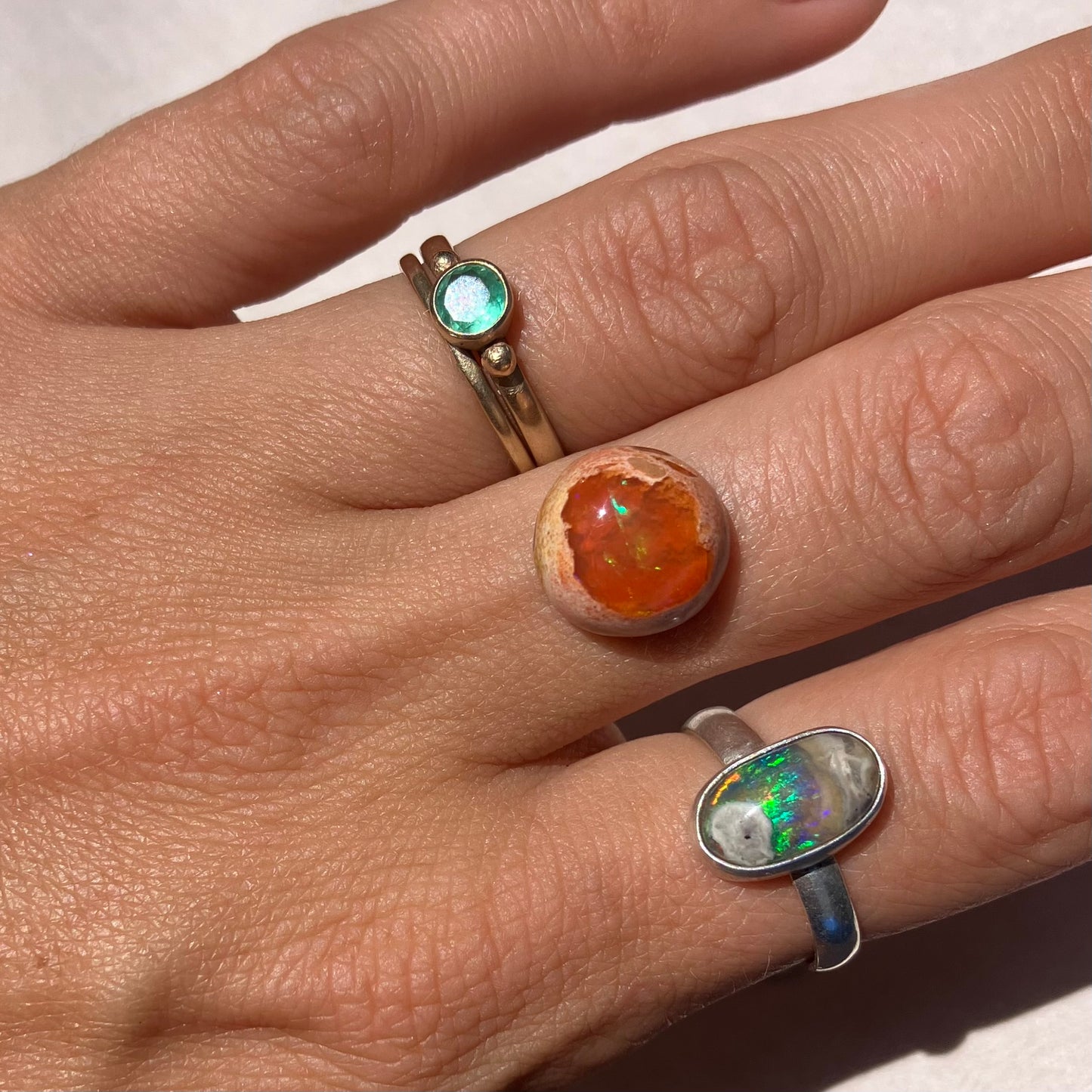 Ópalo de Fuego Mexicano Anillo Personalizable