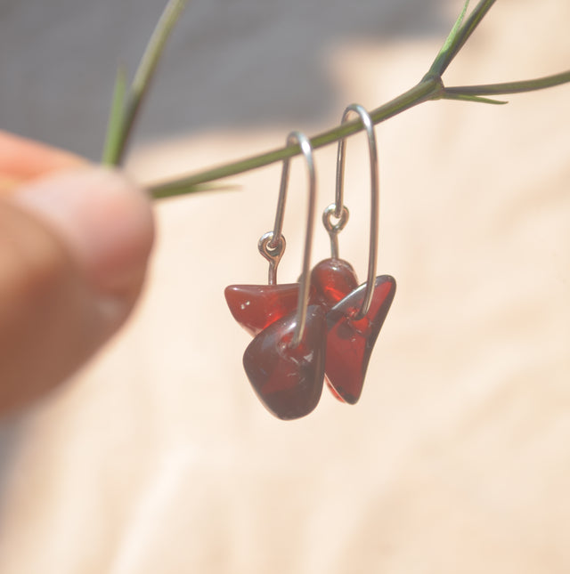 Aretes de cuentas de opalo mexicano cherry