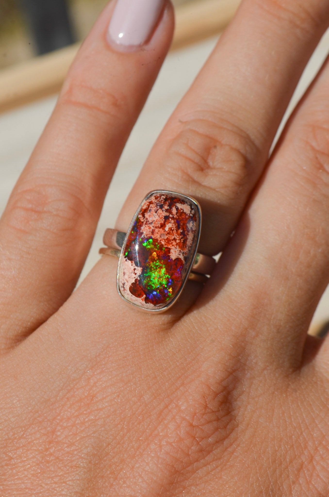 Anillo ESENCIA con Opalo de Fuego Mexicano