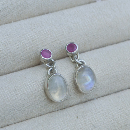 Aretes de Rubi y Piedra Luna