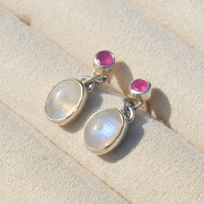 Aretes de Rubi y Piedra Luna