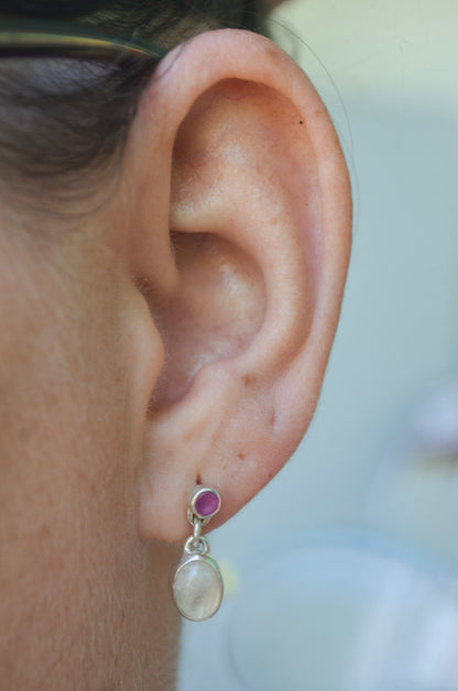 Aretes de Rubi y Piedra Luna