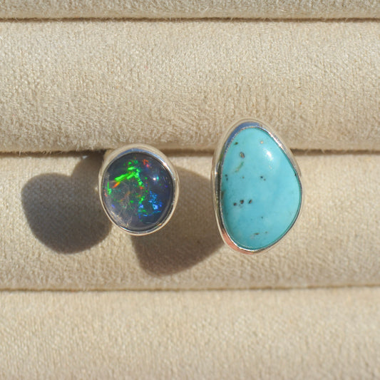 Anillo DUAL Ajustable con Opalo y Turquesa