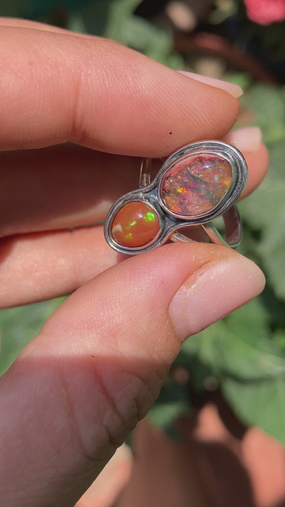 Anillo Doble Aura con Opalos mexicanos